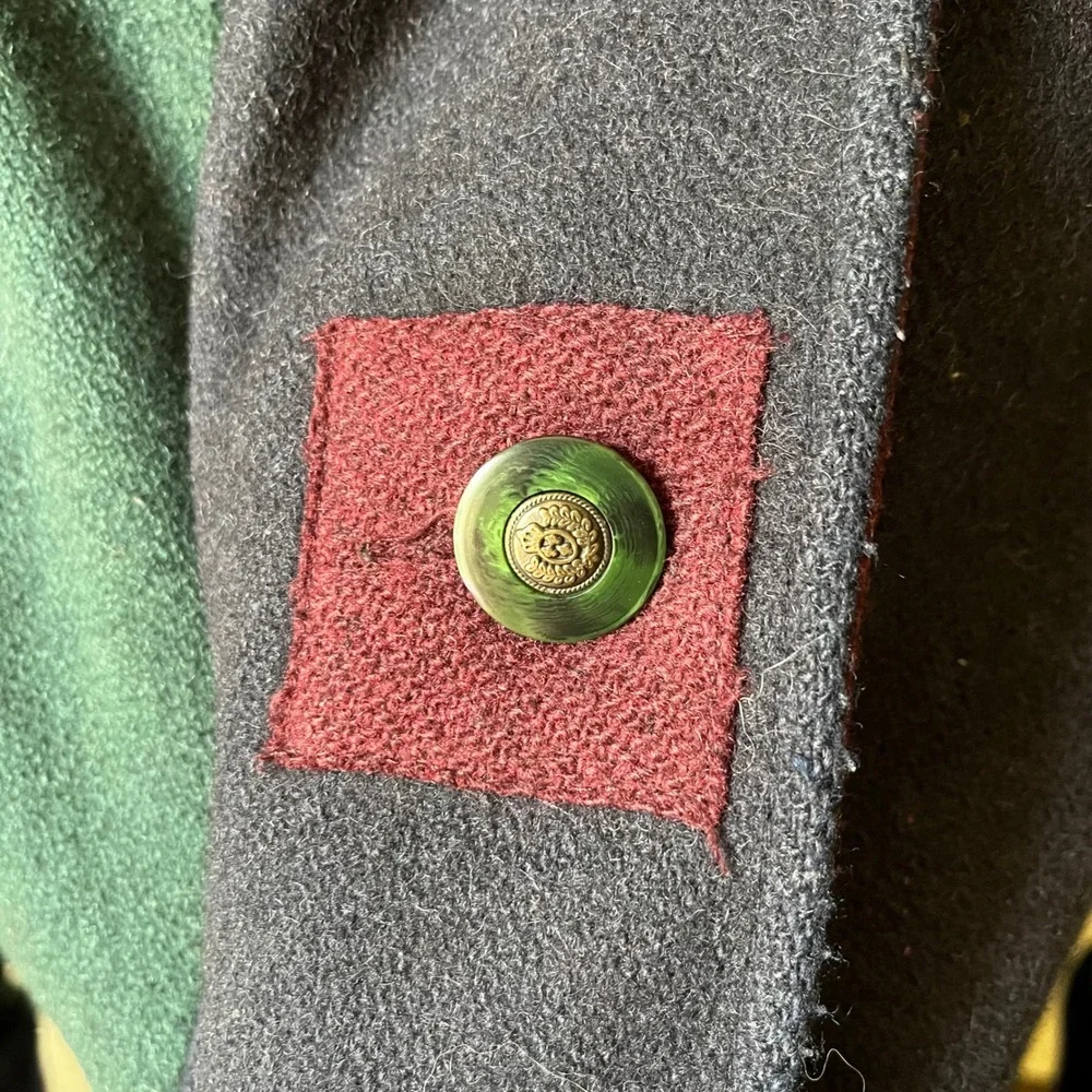 Braetan Color Block Hooded Wool Coat Womens 3X‎ 20W Green Navy Maxi Coat